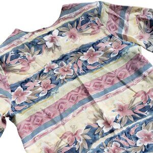 Vintage 90s 100% Silk Pastel Crop Top Blouse Women's Small